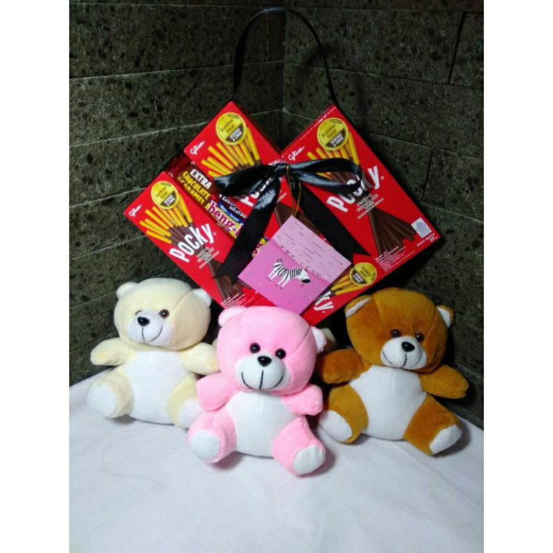 

[ Bisa COD ] Paket Pocky Love Coklat + Boneka Teddy Bear FREE Kartu