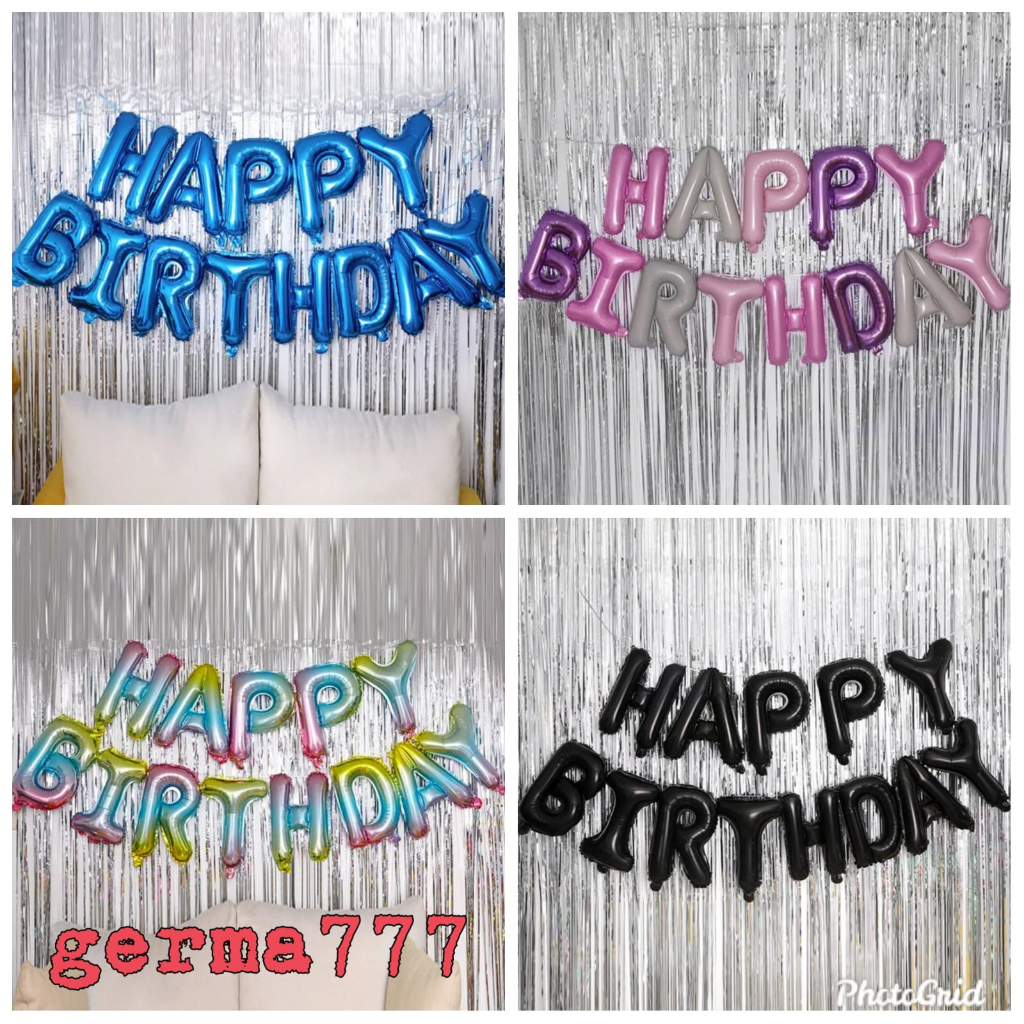 Set Dekorasi Ulang Tahun Anak Balon Foil Happy Birthday Simple / Dekor Hiasan Pesta Ultah Simple