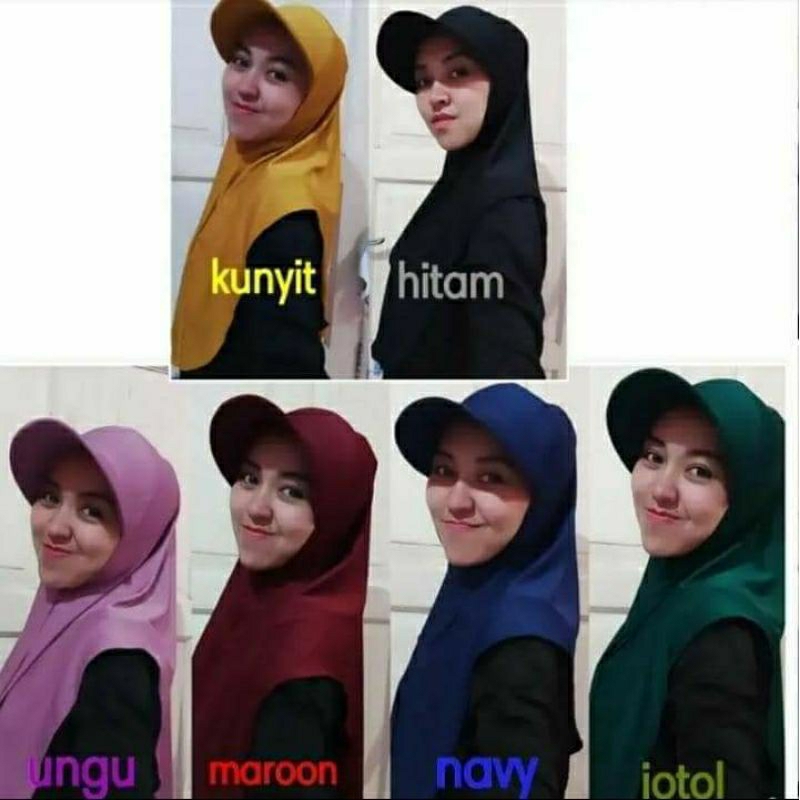 Jilbab topi dewasa/jilbab olahraga/jogging/senam/zumba