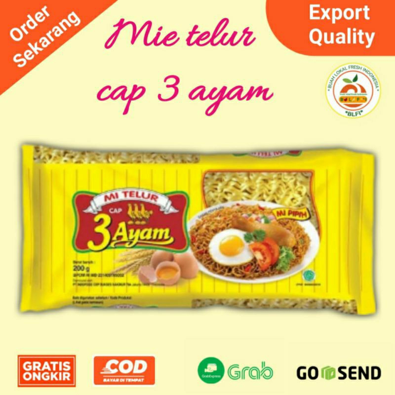 

MIE TELUR CAP 3 AYAM ISI 3 ( 200gr )