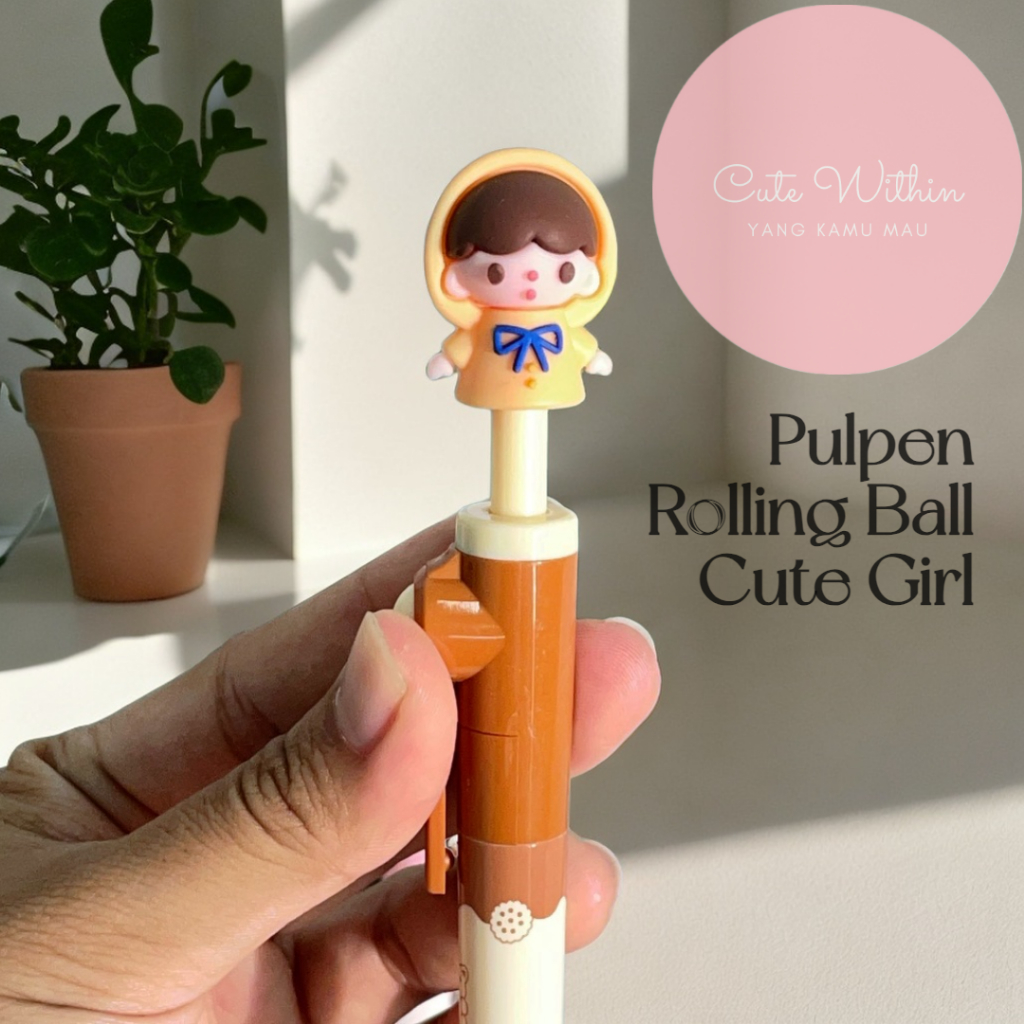 

MOMO Pulpen Rolling Ball Pen 0.5 mm Tinta Hitam - MOTIF CUTE GIRL - bolpoint unik aesthetic korea viral 1 pack alat tulis lucu