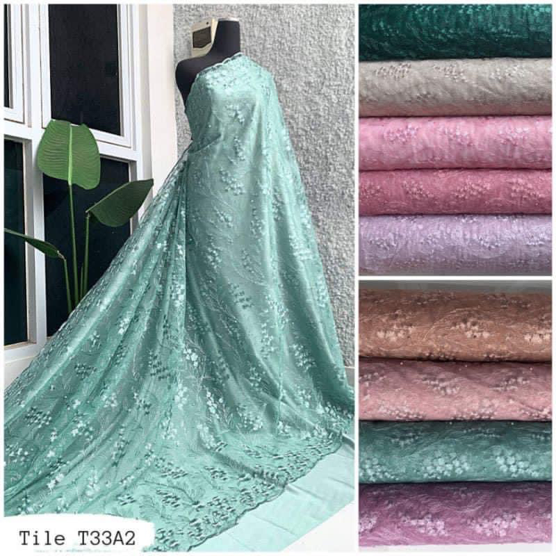 ( JAWARA TEXTILE) TILE AKAR MUTIARA | BRUKAT TILE | TILE MOTIF BUNGA
