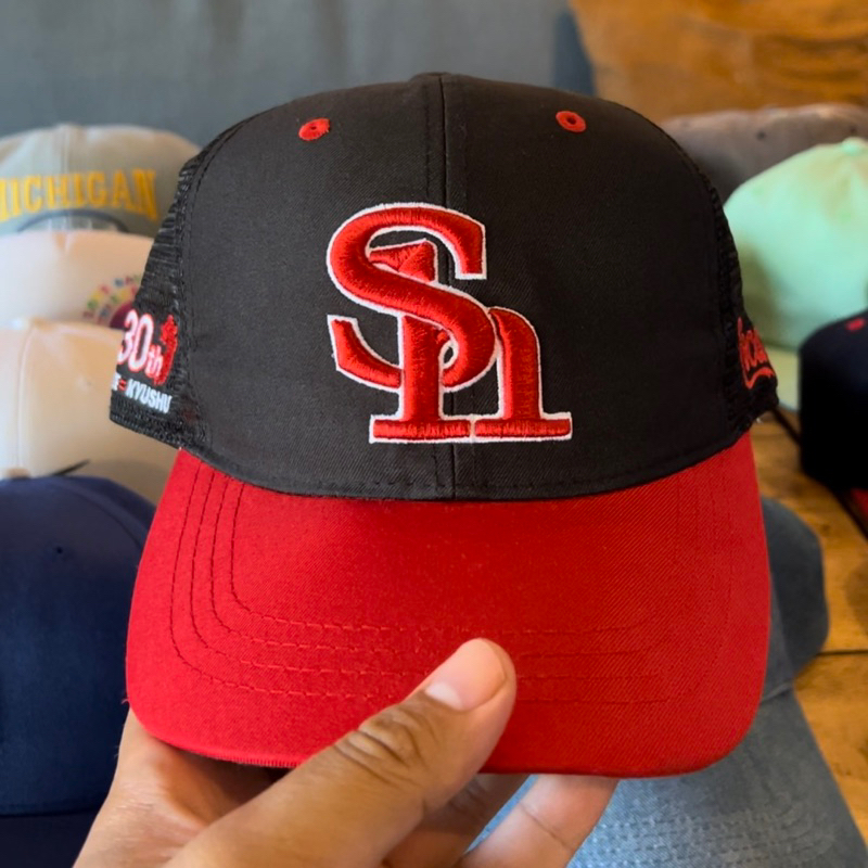 Topi Softbank Hawks x Coca cola 30th anniv trucker