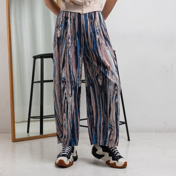 Avenue Celana Kulot Motif Marble - Cullotes Pleats Marble Color - Kulot Korea - Celana Kulot Skena (