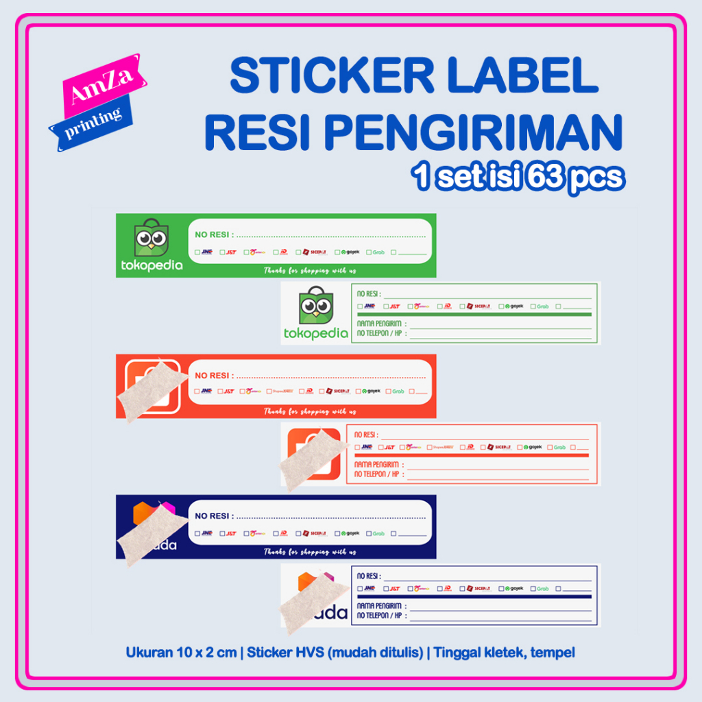 

(set isi 63 pcs) Sticker Label Resi Pengiriman - resi shipping sticker