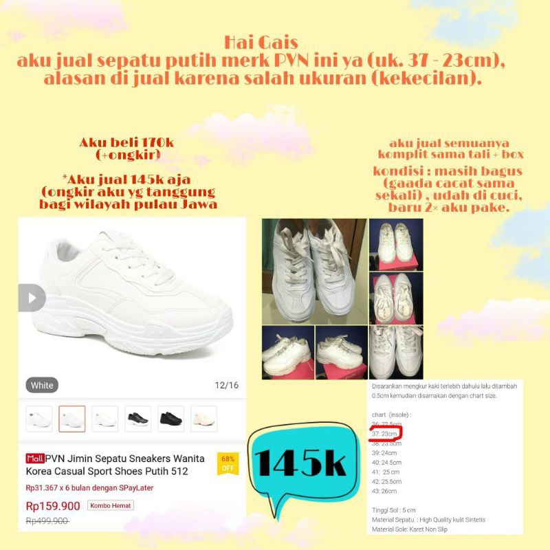 Preloved Sepatu PVN Jimin Sepatu Putih Wanita