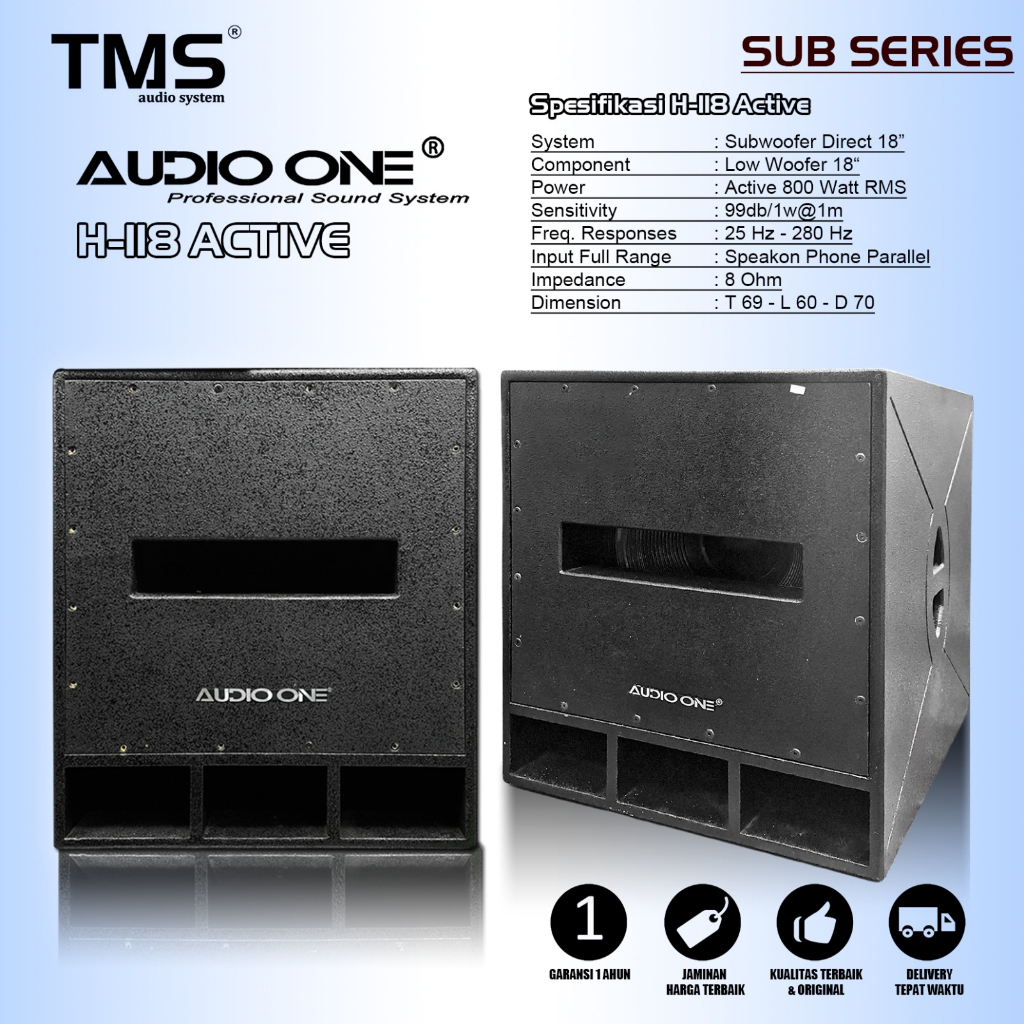 ( 1 BOX ) Subwoofer aktif pasif Audio One H118 original subwoofer H118 18 inch | TMSAUDIO