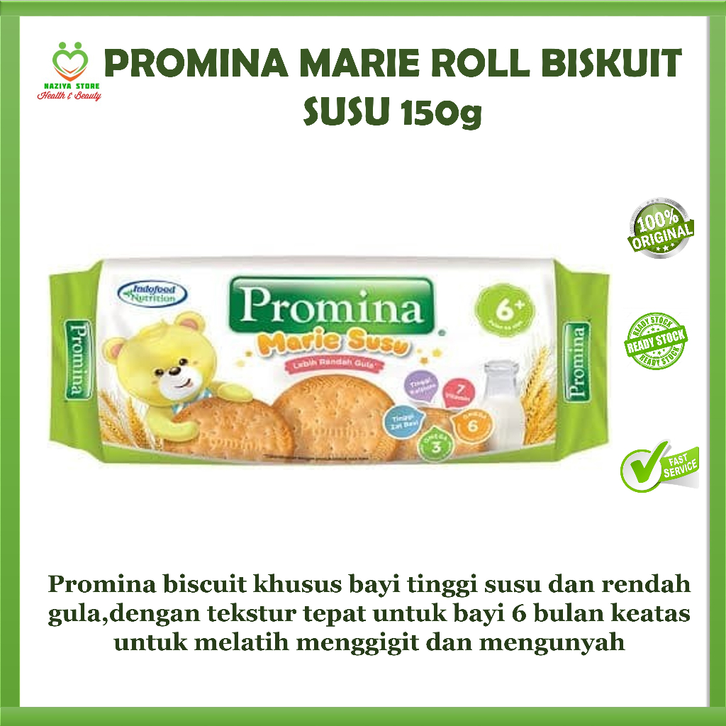 PROMINA BISKUIT MARIE ROLL SUSU 150g Untuk 6 bulan ke atas - Biskuit Marie Bayi 6 + Bulan