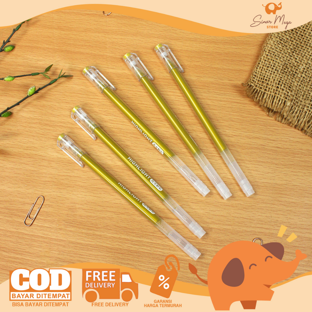 

Shiny Gold Highlight Gel Ink Pen / Pulpen Gold Emas