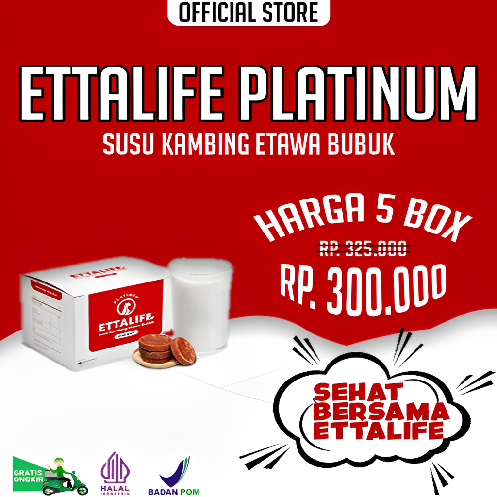 

ETTALIFE PLATINUM Susu Kambing Etawa Bubuk Dengan Gula Aren Paket 5 BOX