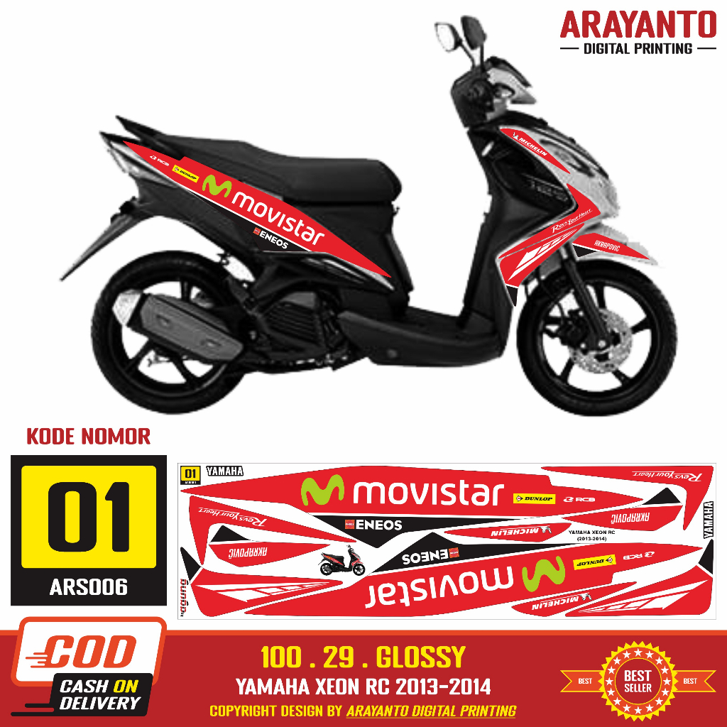 Stiker Striping Yamaha Xeon RC 2013-2014 ARS006 Movistar Doff/Glossy Semua Ready