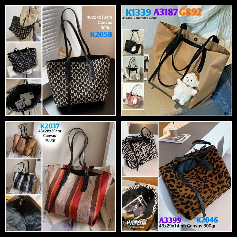 Gij. 1kg4 TOTE SHOPPER Bag Wanita Import Tas Selempang Bahu Resleting Tas Fashion Batam Tas GARIS BO