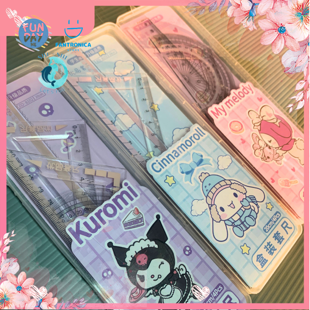 

Set Penggaris Sekolah Sanrio 4 in 1 Dengan Kotak Mika / School Ruler Set Sanrio 4 in 1 With Plastic Box
