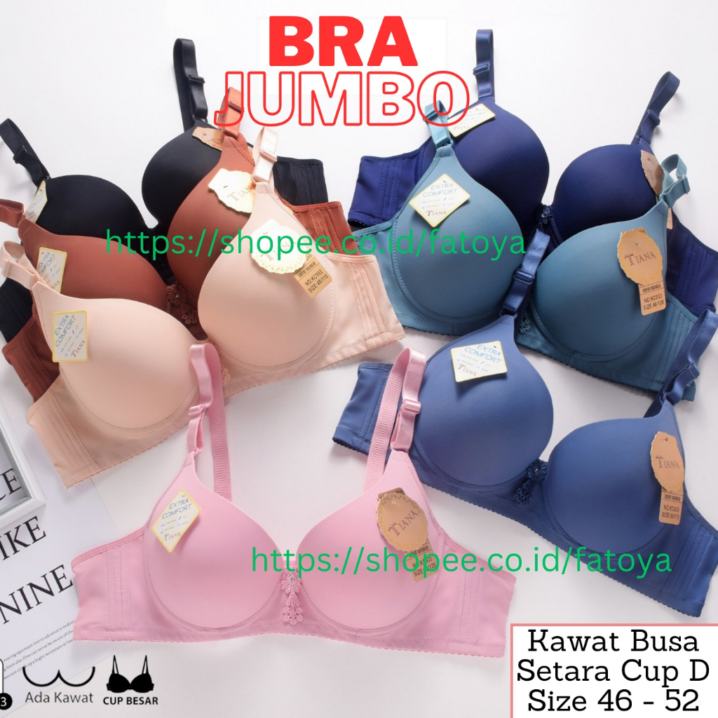 Bra BH JUMBO Kawat Busa Tipis BIG CUP BESAR Kait 3/ Size 46 - 52