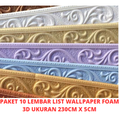 GWI PAKET 10 LEMBAR List Wallpaper Foam 3D 230cm x 5cm