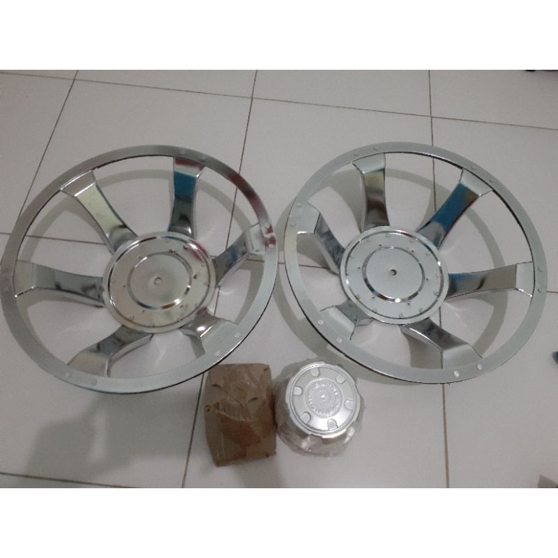 weldop dop roda truck/bis medium ring 16 spider chrome belakang saja 2 pcs