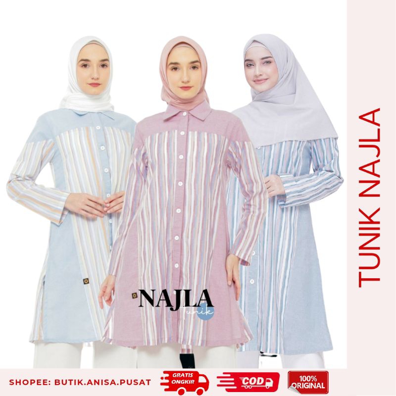 ENDOMODA Atasan Tunik Najla Tosca Biru dan Pink