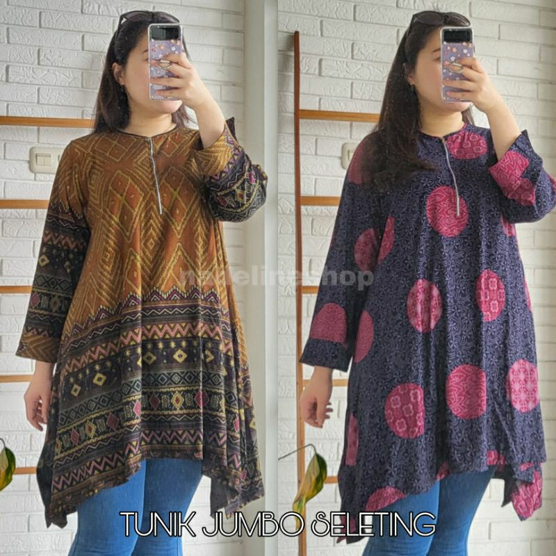 FASHION MUSLIM TUNIK SELETING BAHAN CALVIN JEANS UKURAN JUMBO - MIX MATCH
