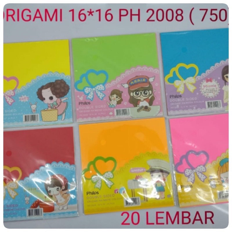 

Origami tebal Philos 16x16 timbal balik harga per 1 set kecil isi 20lembar cuma