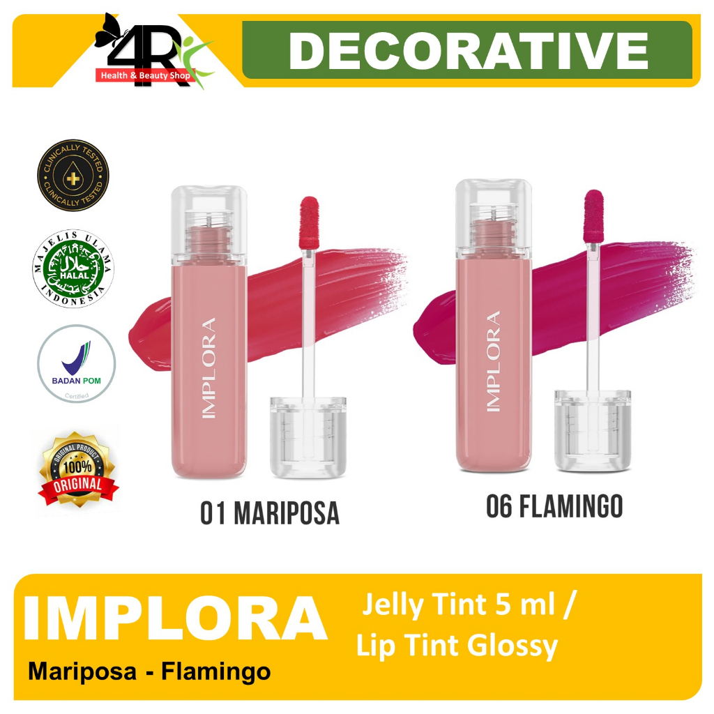 Implora Jelly Tint 5 ml / Lip Tint Glossy - Mariposa - Flamingo