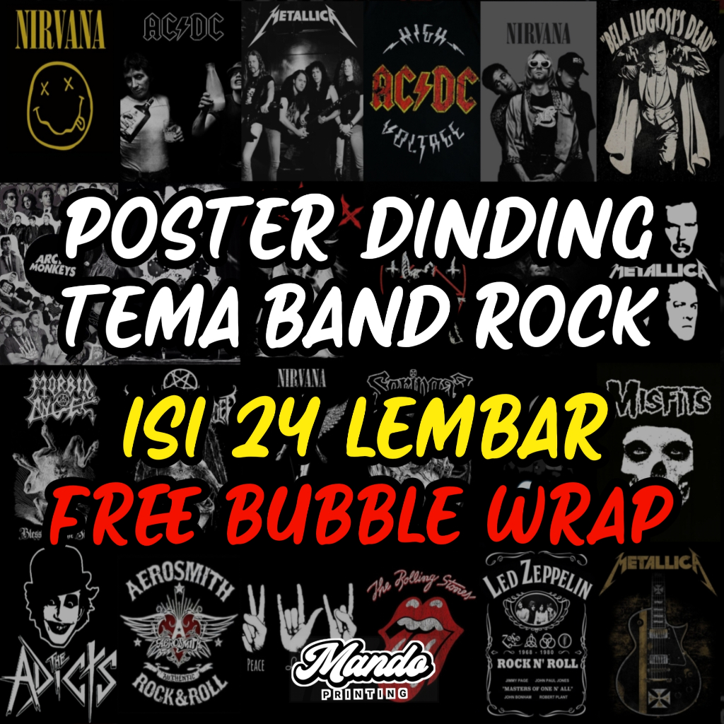 Poster Band Metal Rock Pop Punk A5 A6 A4 - Poster Dinding Aesthetic - Dekorasi Kamar Tidur Free Pere