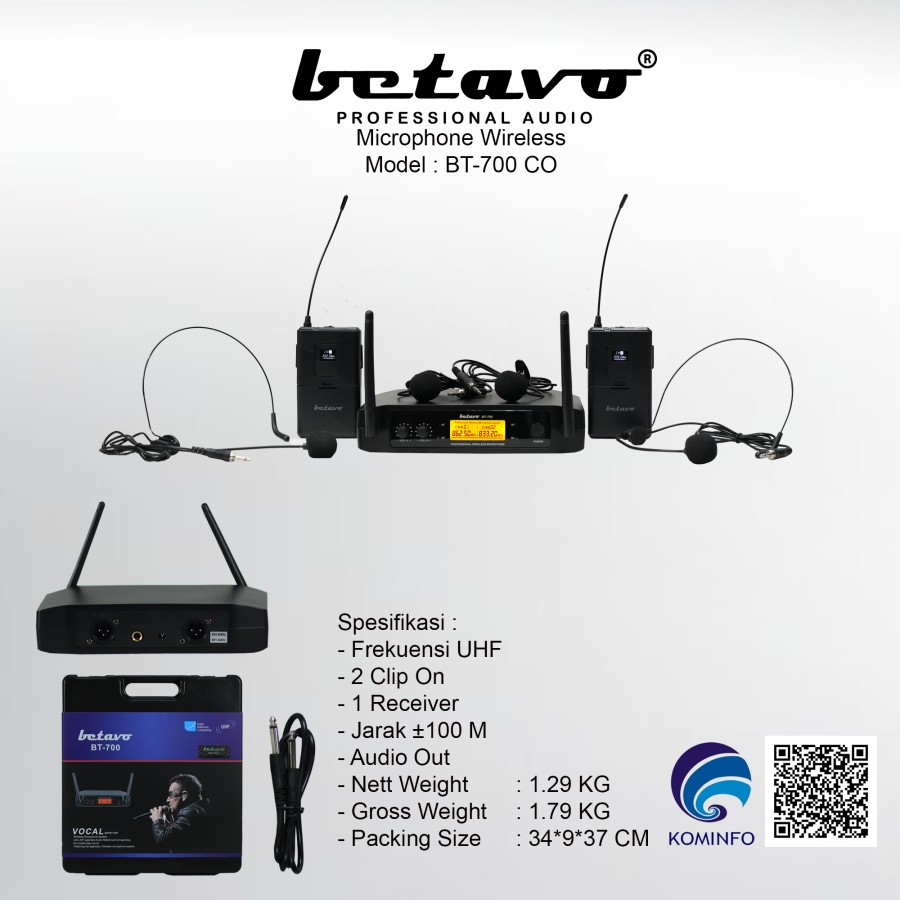 Mic Clip On Wireless Betavo BT 700 CO Headset Wireless