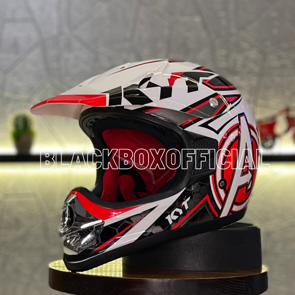 KYT Cross Pro Avenger White Red Fluo Black