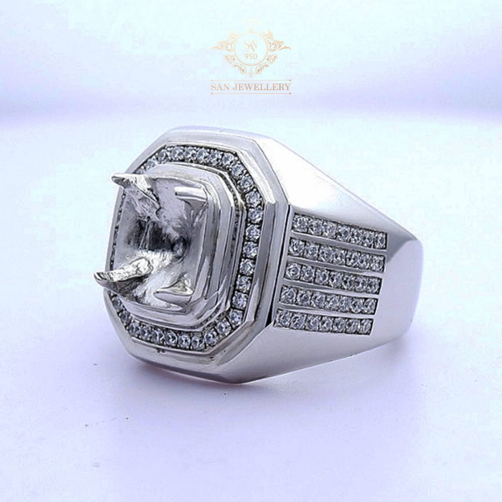 Cincin perak pria kosongan ikat emban batu akik permata custom 116