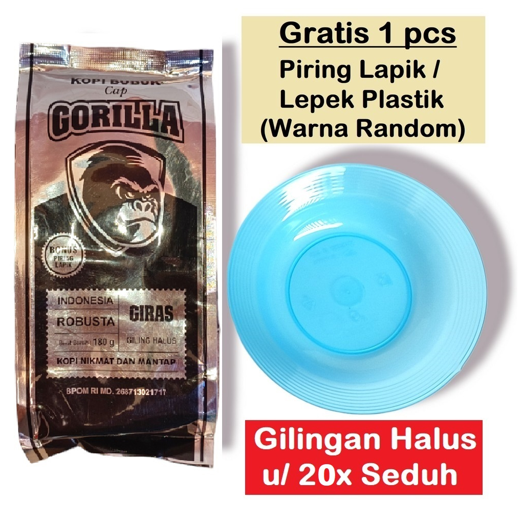 

Kopi bubuk Java Robusta Cap GORILLA Giras (Giling Halus) Kopi hitam bisa untuk 18-30x seduh