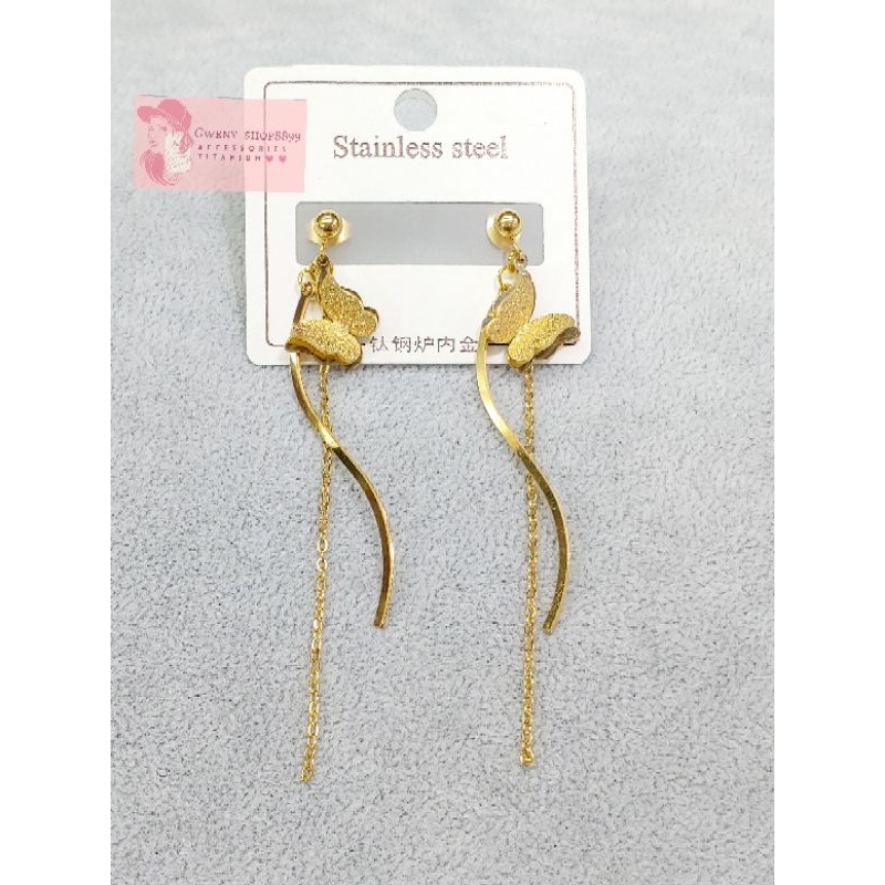 anting tusuk kupu / anti titanium anti karat dan anti luntur