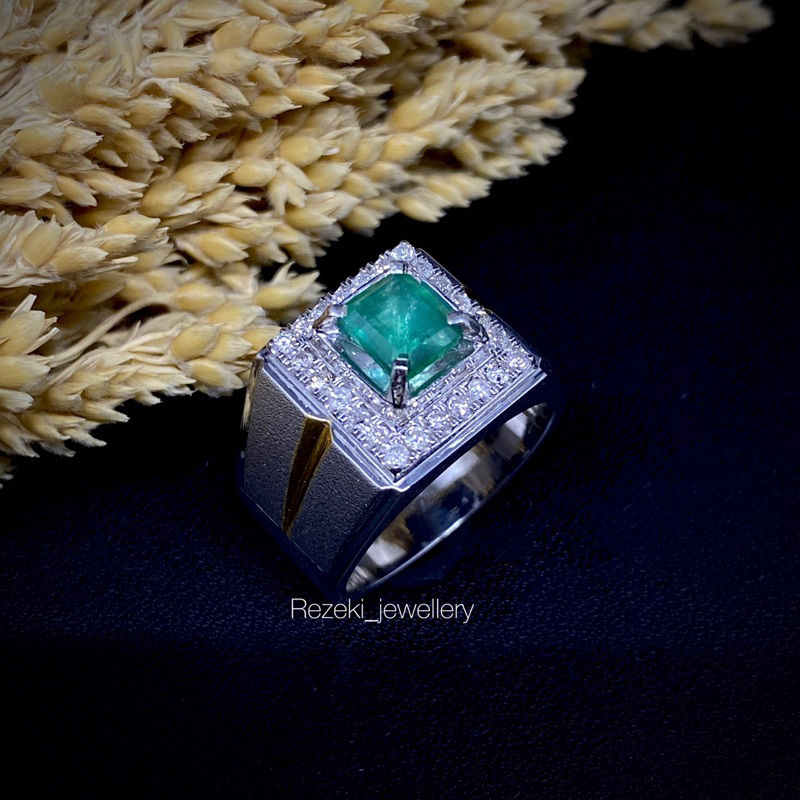 cincin berlian asli laki laki bukan imitas ring perak mata utama natural zamrud