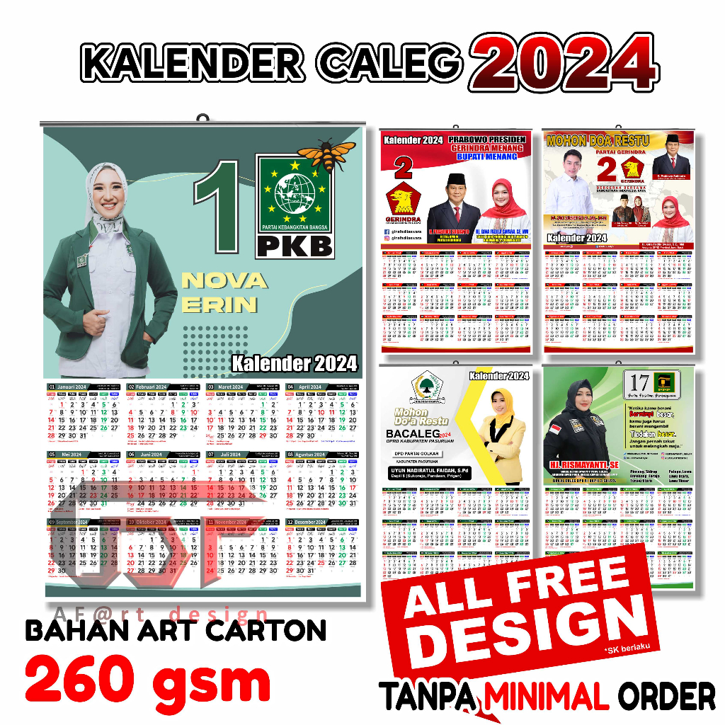 

Kalender 2024 Poster Caleg Pemilu Custom Free Desain Tanpa Minimal Order