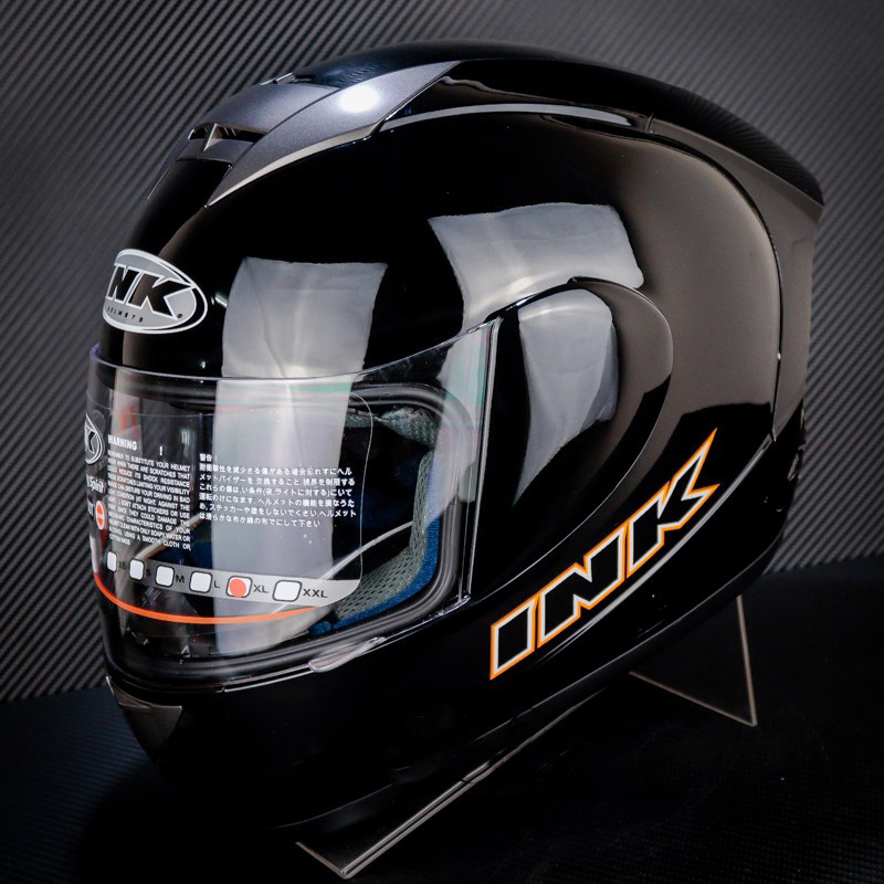 HELM INK CL MAX SOLID  BLACK GLOSSY FULL FACE