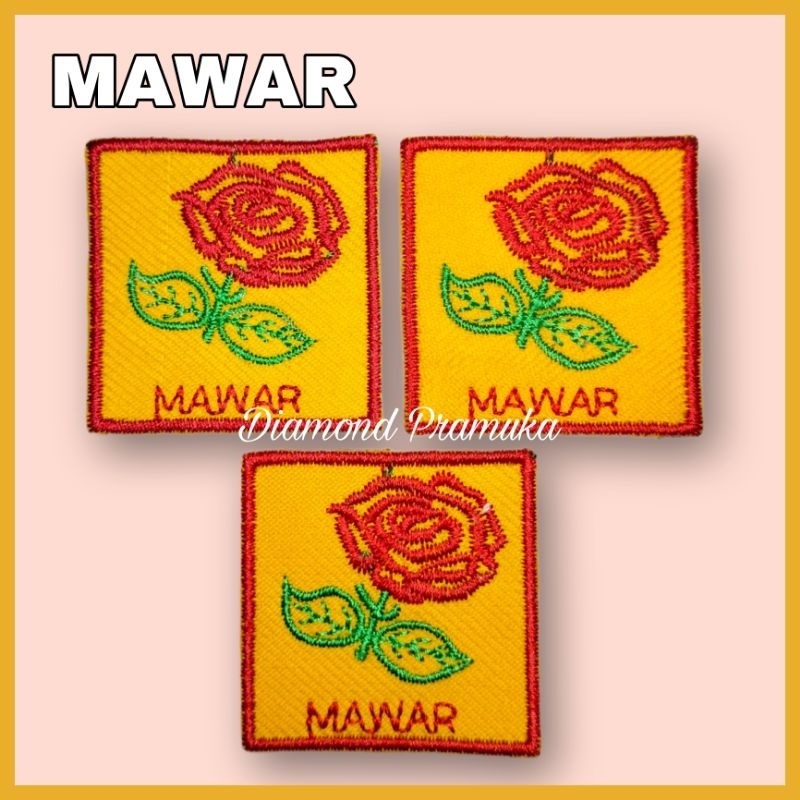 Tanda regu pramuka putri bordir bunga mawar Bet bordir tanda regu mawar