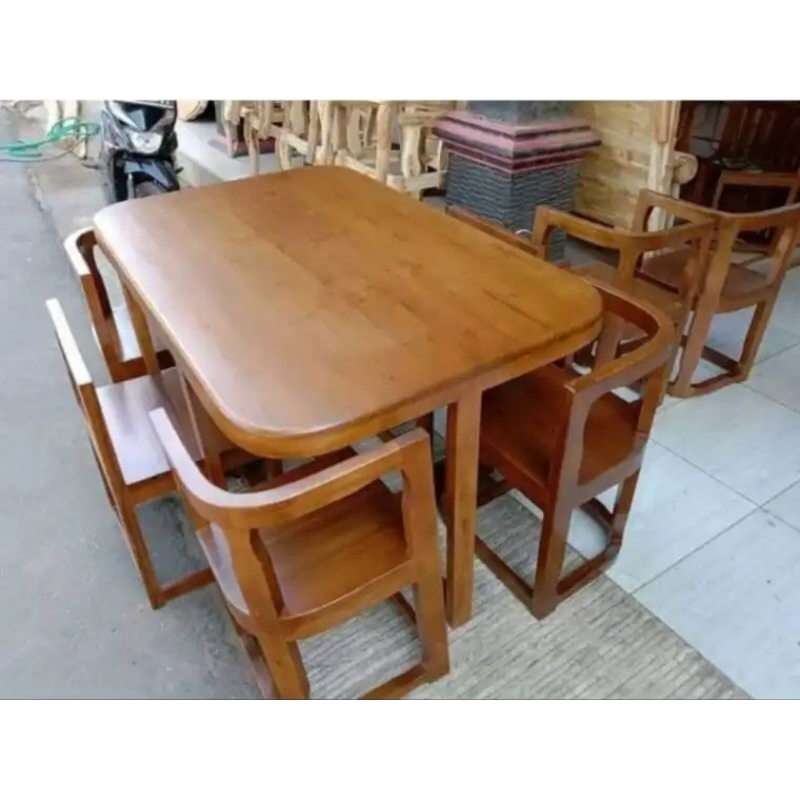 SET MEJA MAKAN K6 MINIMALIS, SET MEJA MAKAN JATI, SET MEJA MAKAN MINIMALIS JATI