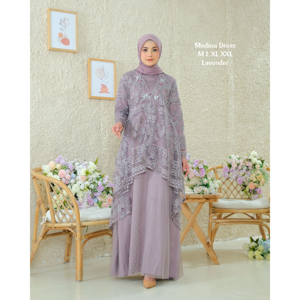 MEDINA DRESS / RUMAYRA GOWN ORIGINAL AURA HIJAB_GAMIS BORDIR_DRESS PESTA//GAMIS TULLE//GAMIS MEWAH