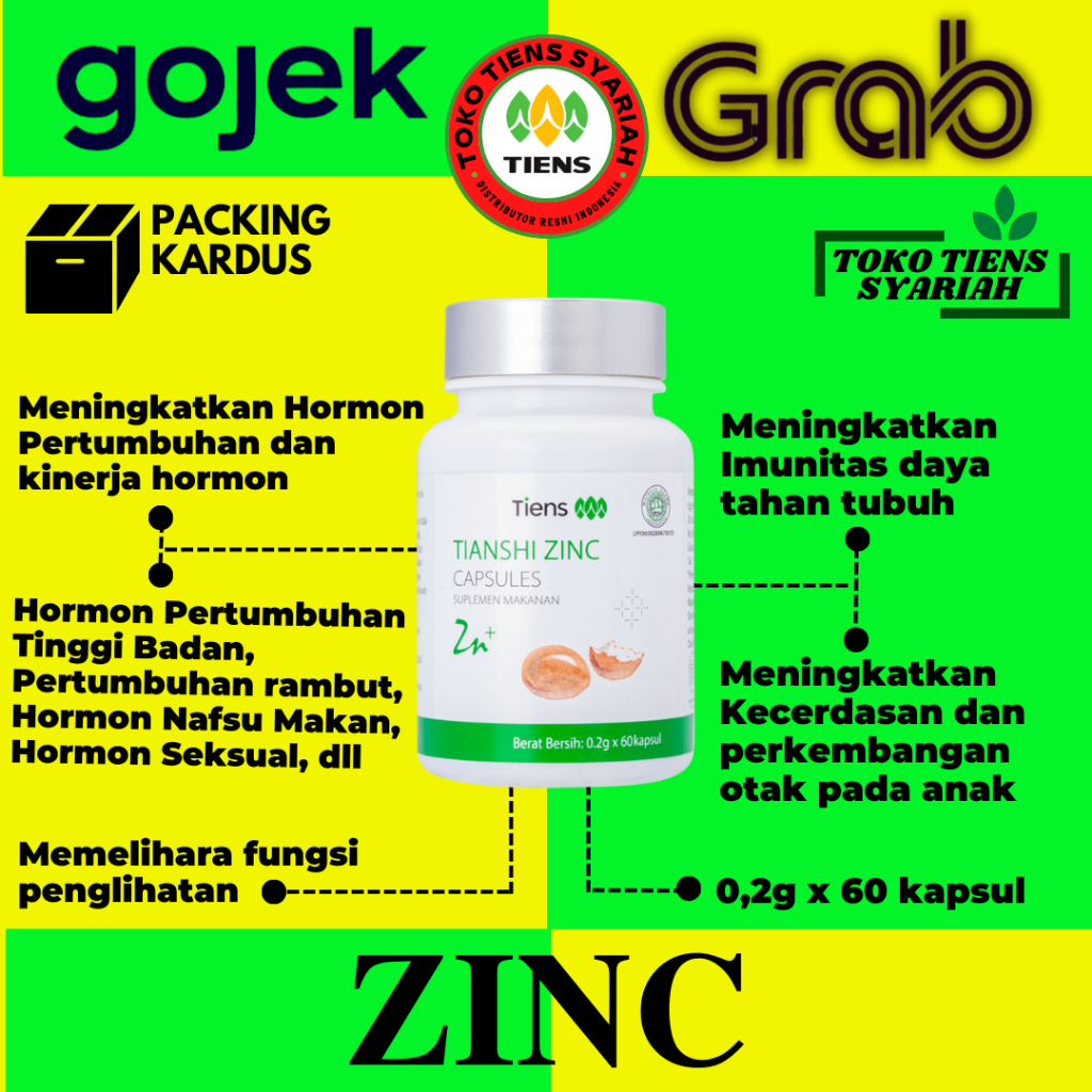 ZINC TIENS HORMON PERTUMBUHAN TERLARIS VITAMIN PENAMBAH NAFSU MAKAN | PENAMBAH BERAT BADAN PENUMBUH 