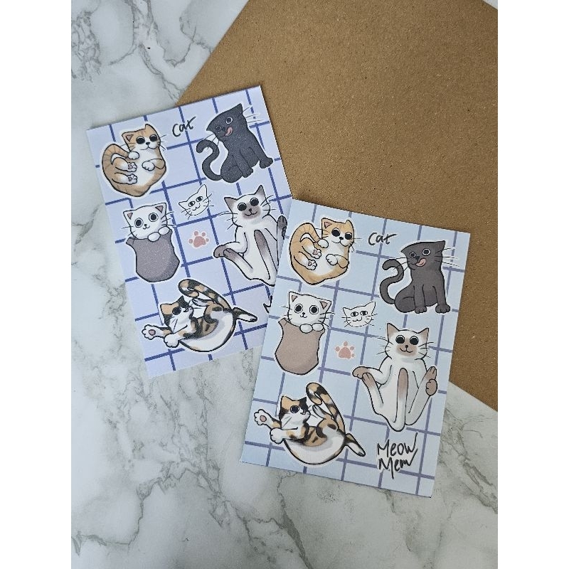 

cute cat stickers stiker kucing imut glitter dan normal A6 size