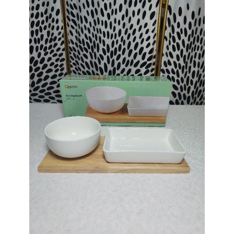 Oppetite Porcelain Serving Bowl Set With Tray