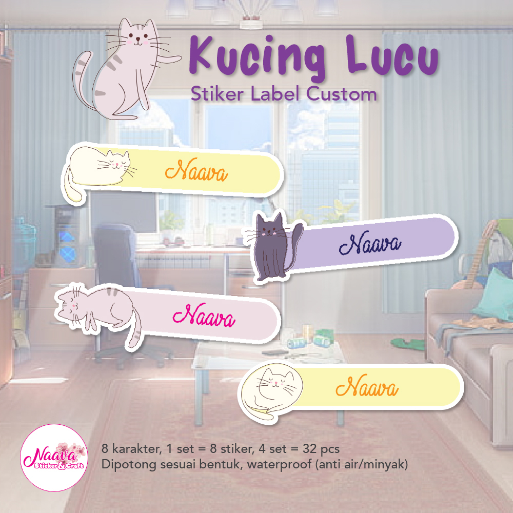 

STIKER LABEL BUKU CUSTOM NAMA ANAK - KUCING LUCU