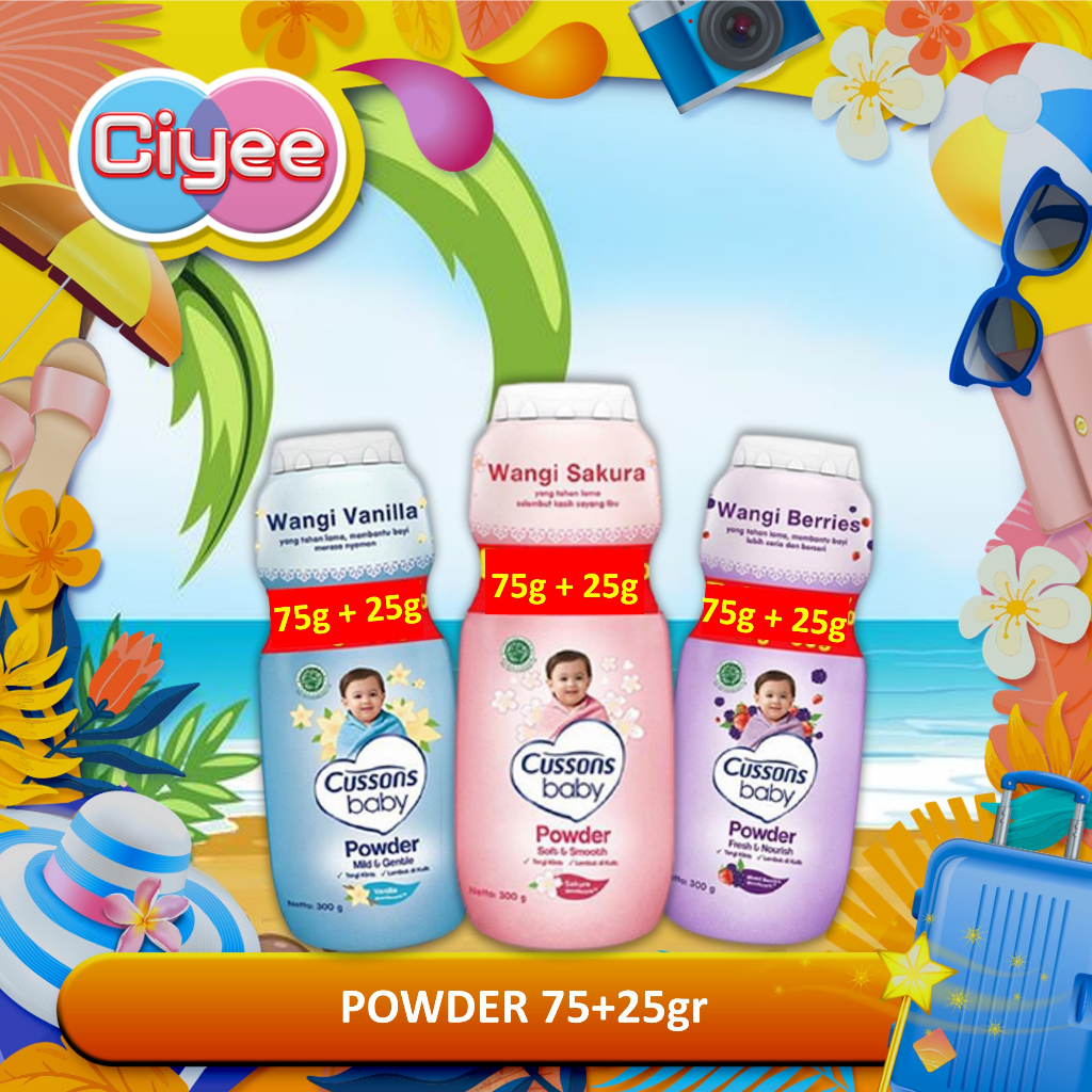 Cussons Baby Powder 75gr + 25gr - Cusson Bedak Tabur Bayi 100gr - Perawatan Kulit Anak - Ciye