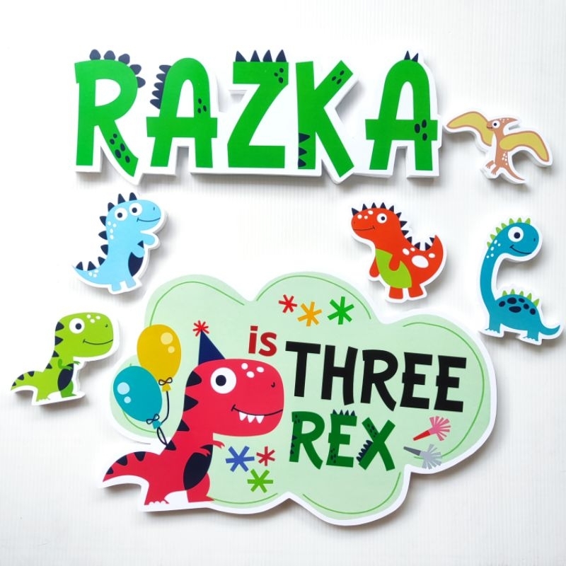 CUSTOM BOARD STEROFOAM TULISAN NAMA TEMA DINOSAURUS DEKORASI ULANG TAHUN DEKORASI KHITAN AQIQAH