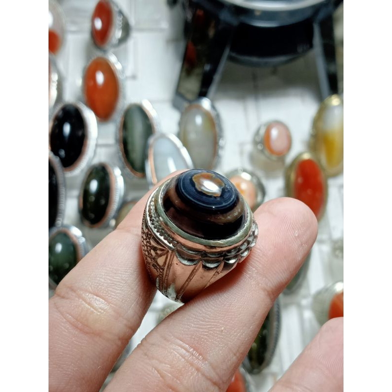 batu cincin akik motif puser bumi Sulaiman mata dewa