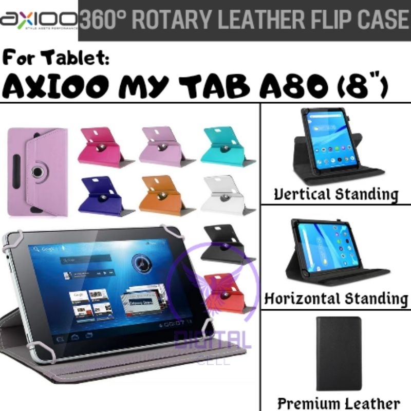 AXIOO TABLET MYTAB MY TAB A80 A 80 8 INCH ROTARY CASE LEATHER FLIP CASE BOOK COVER CASING 360 SARUNG