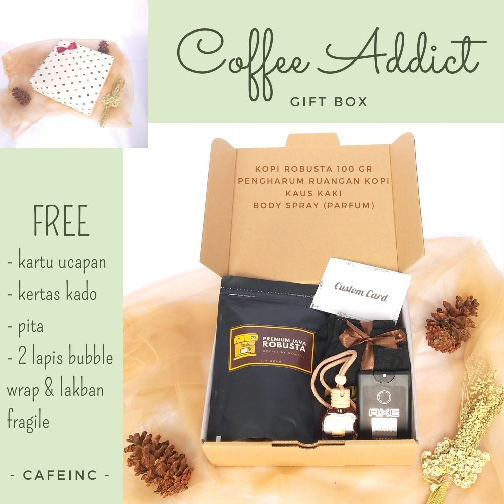 

COFFEE ADDICT gift box hampers kado hadiah ulang tahun wisuda sidang birthday anniversary gift pacar teman sahabat cowok laki laki pria murah unik terjangkau lucu estetik aesthetic