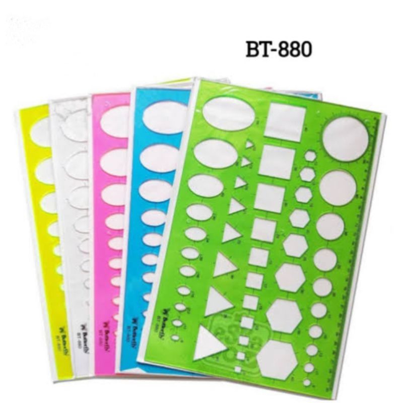 

BUTTERFLY BT880 GEOMETRY RULER PENGGARIS BANGUN DATAR BESAR UNTUK CETAK BENTUK MATEMATIKA