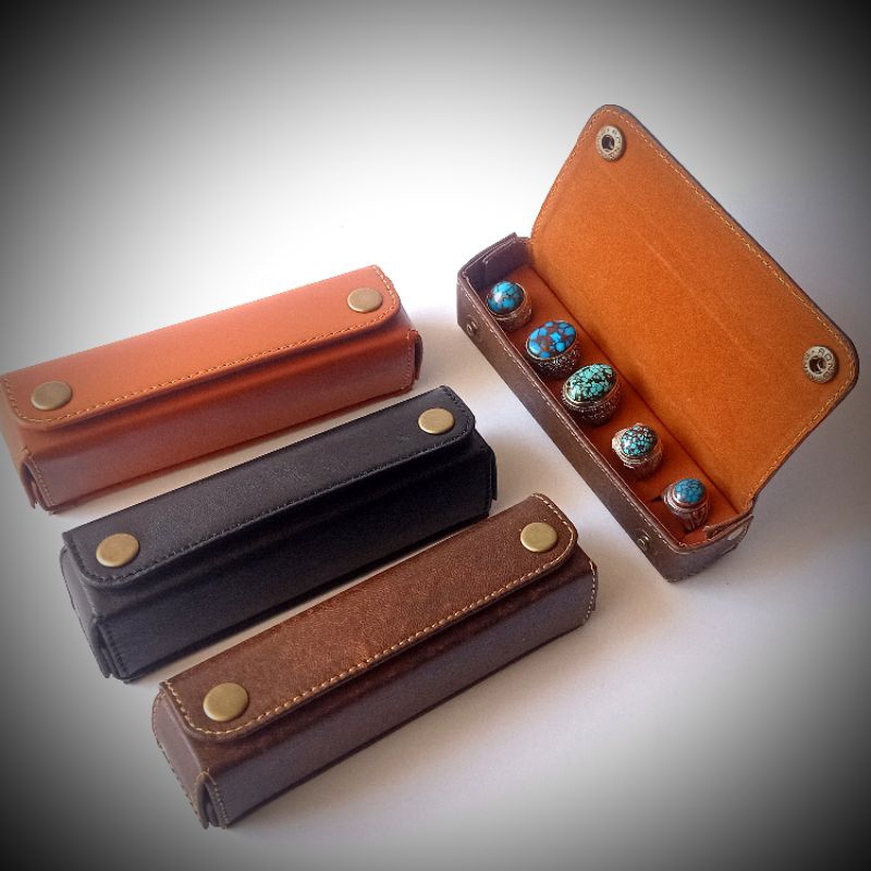 COD...  Dompet Batu Akik  Bahan Kulit asli 5 slot tanam untuk batu bacan pancawarna biosolar pandan
