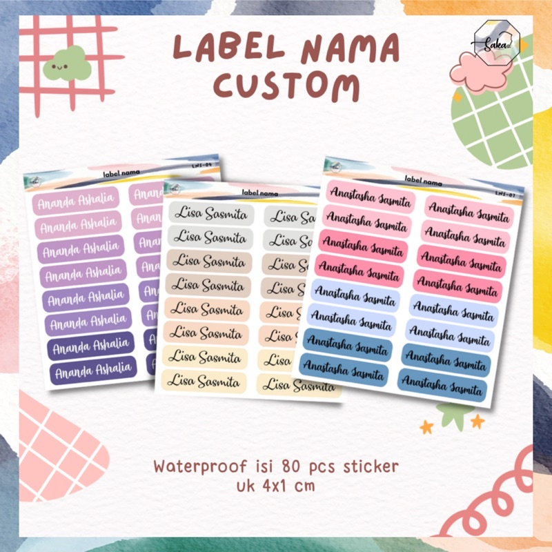 

[80 PCS] LABEL NAMA CUSTOM MURAH / STICKER NAMA CUSTOM WATERPROOF