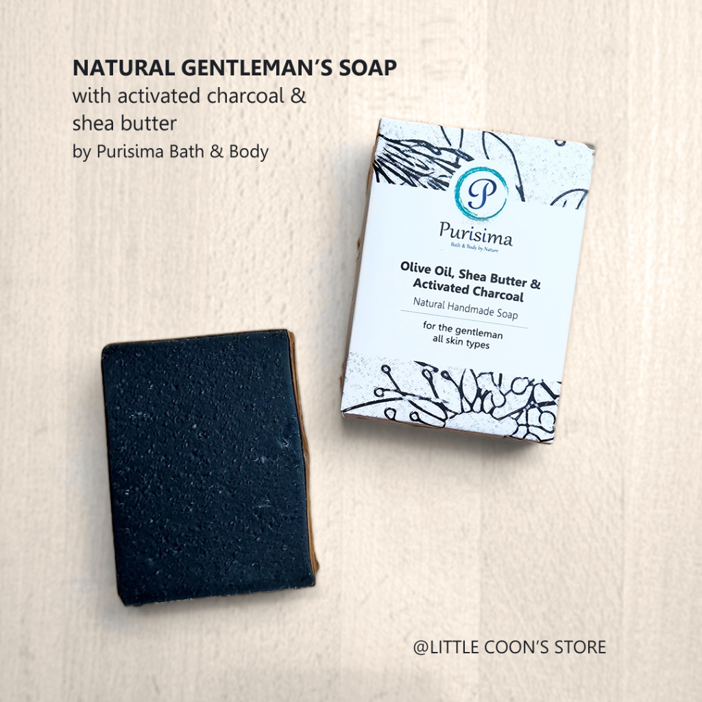 SABUN MANDI SEHAT PRIA PURISIMA OLIVE, SHEA BUTTER & CHARCOAL (NATURAL HANDMADE SOAP FOR MEN)