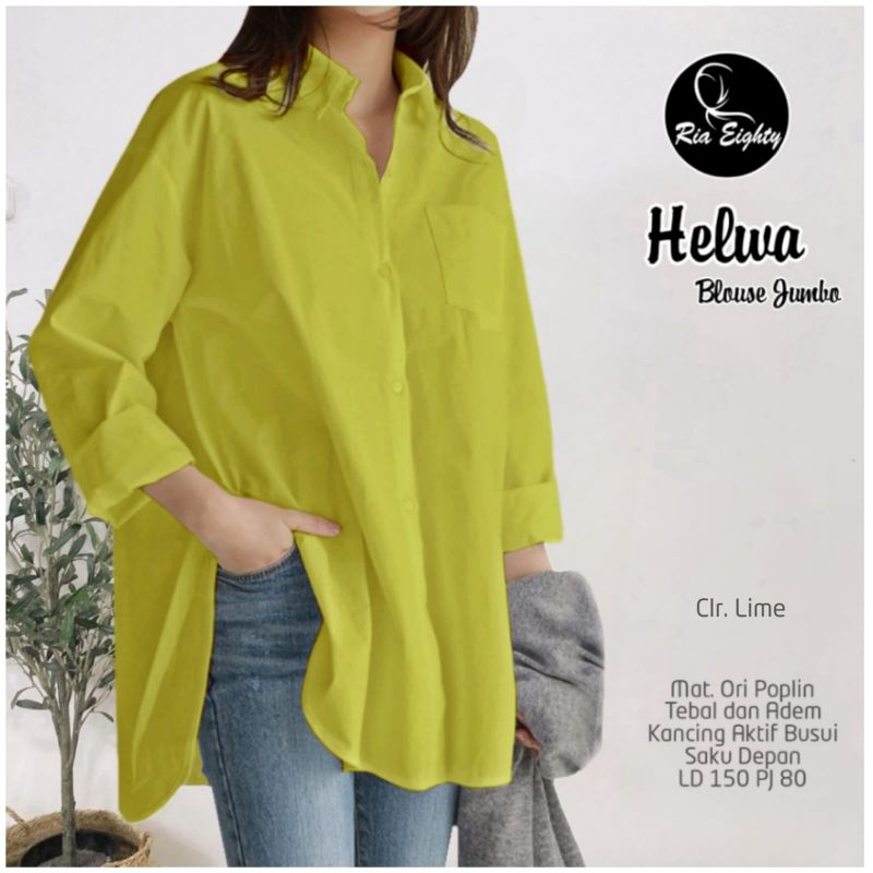 Busana Fashion Hq Wanita Atasan Terbaru Helwa Blouse Jumbo Ld 150 cm Blus Kasual Kekinian Korean Sty